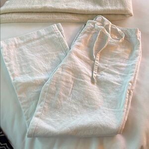 Charter Club White Straight Leg 100% Linen Pants